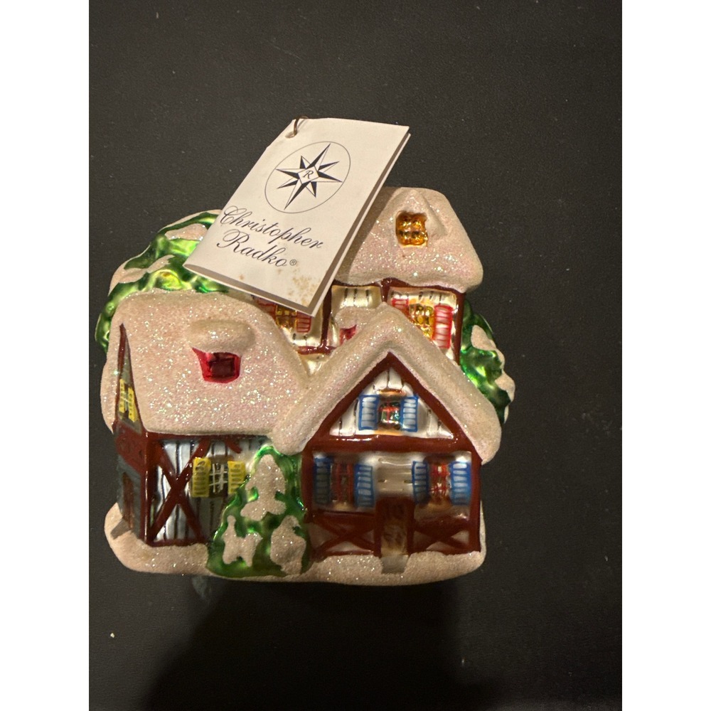 Vintage 1999 Christopher Radko Alpine Frostville (St. Ives Inn) Glass Ornament